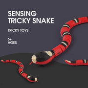 Interactive red and black electric snake cat toy with smart induction for cats and kittens ages 6 and up